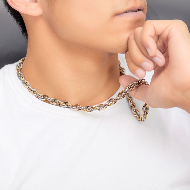 Vitage Rock Hip Hop Titanium Steel Mens Twist Chain Necklace Thick Heavy Link Chain Jewelry Accessories