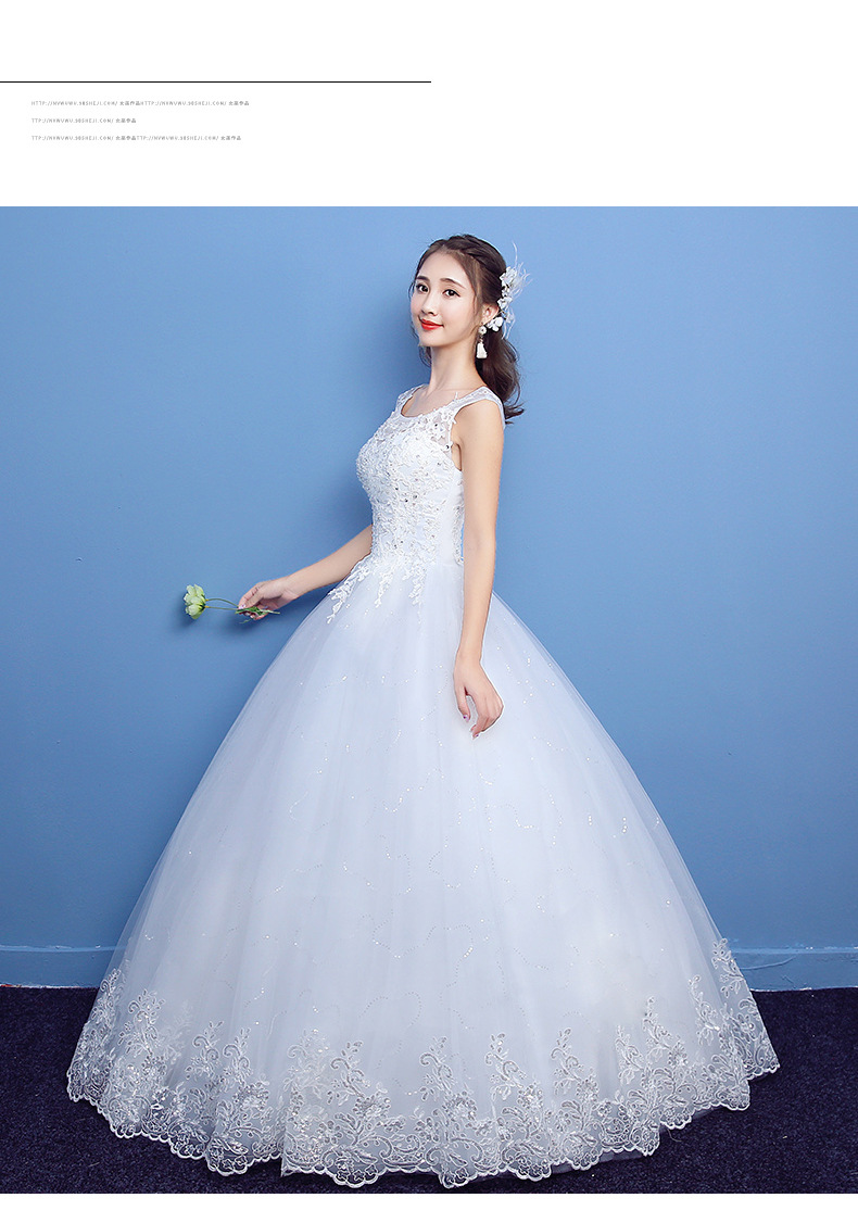 Embroidery Lace wedding dress 2017 New Fashion Simple with Appliques Bridal Wedding Gown Princess vestido de noiva Real Photo