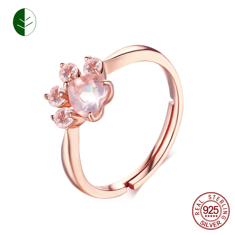 925 Silver Bear Paw Cat Paw Open Adjustable Ring Rose Gold Dog Paw Rings for Women Wedding Pink Crystal CZ Cat Lovers Gift ZK30
925 Silver Bear Paw Cat Paw Open Adjustable Ring Rose Gold Dog Paw Rings for Women Wedding Pink Crystal CZ Cat Lovers Gift ZK30