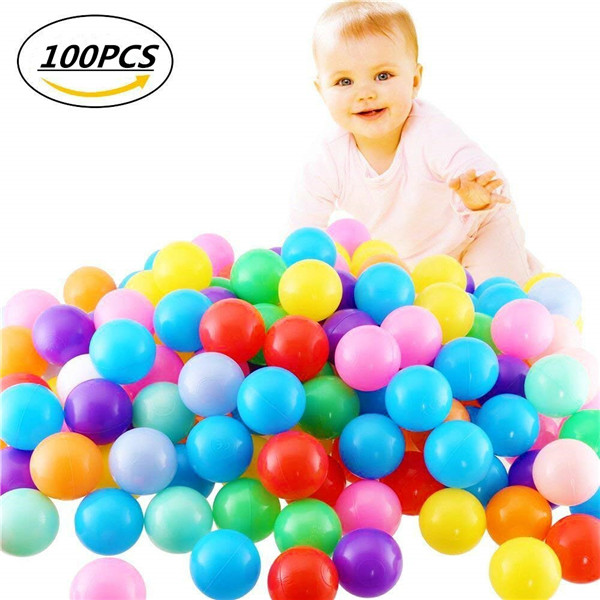 100pcs Colorful Fun Balls Soft Plastic Ball Pit Balls Baby Kids Tent Swim Toys Ball 55CM Colours