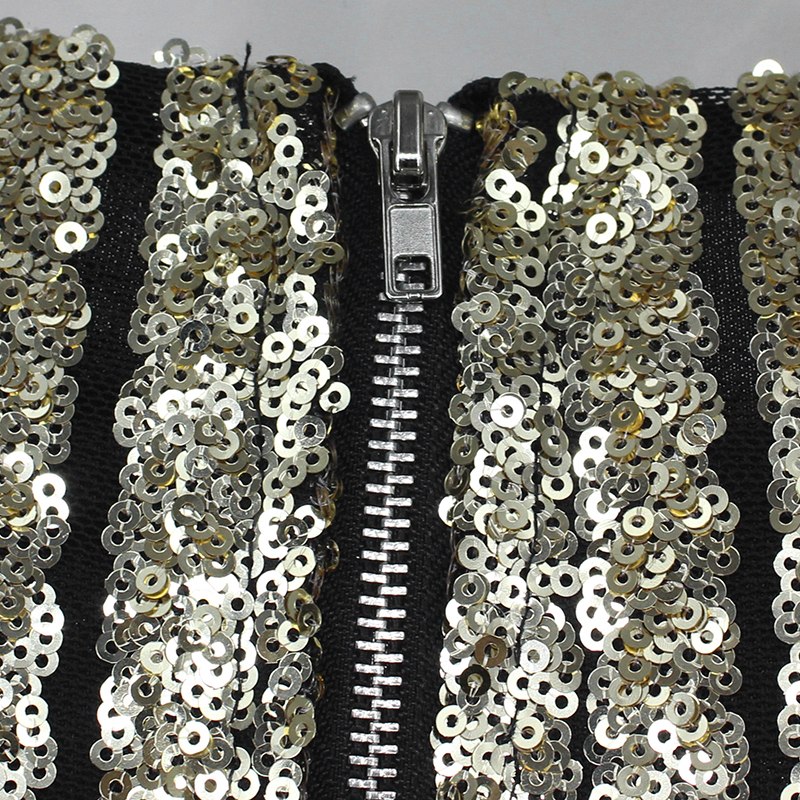 20187 Joyfunear Autumn Winter Long Sleeve Sequins Dress Sexy Bodycon Sheath Gold Pattern High Neck Women Party Dresses Nightclub Hot