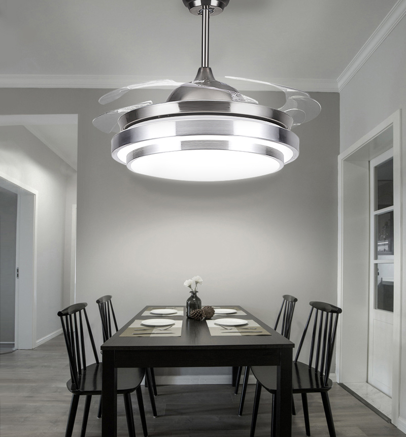 Modern LED Ceiling Invisible Fan Lights Lamps Timing Remote Control Frequency Conversion Motor Light Pendant Lamp Lighting Remote Control