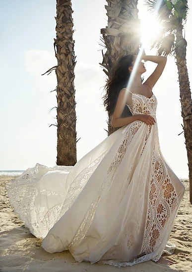 A Line Dresses Abiti Da Sposa Spaghetti Backless Lace Bridal Gowns Bohemia Boho Beach Wedding Dress 0505 0505