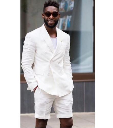 High Quality Double Breasted Ivory Wedding Groom Tuxedos Peak Lapel Groomsmen Mens Dinner Blazer Suits (Jacket+Pants+Tie) NO:1789