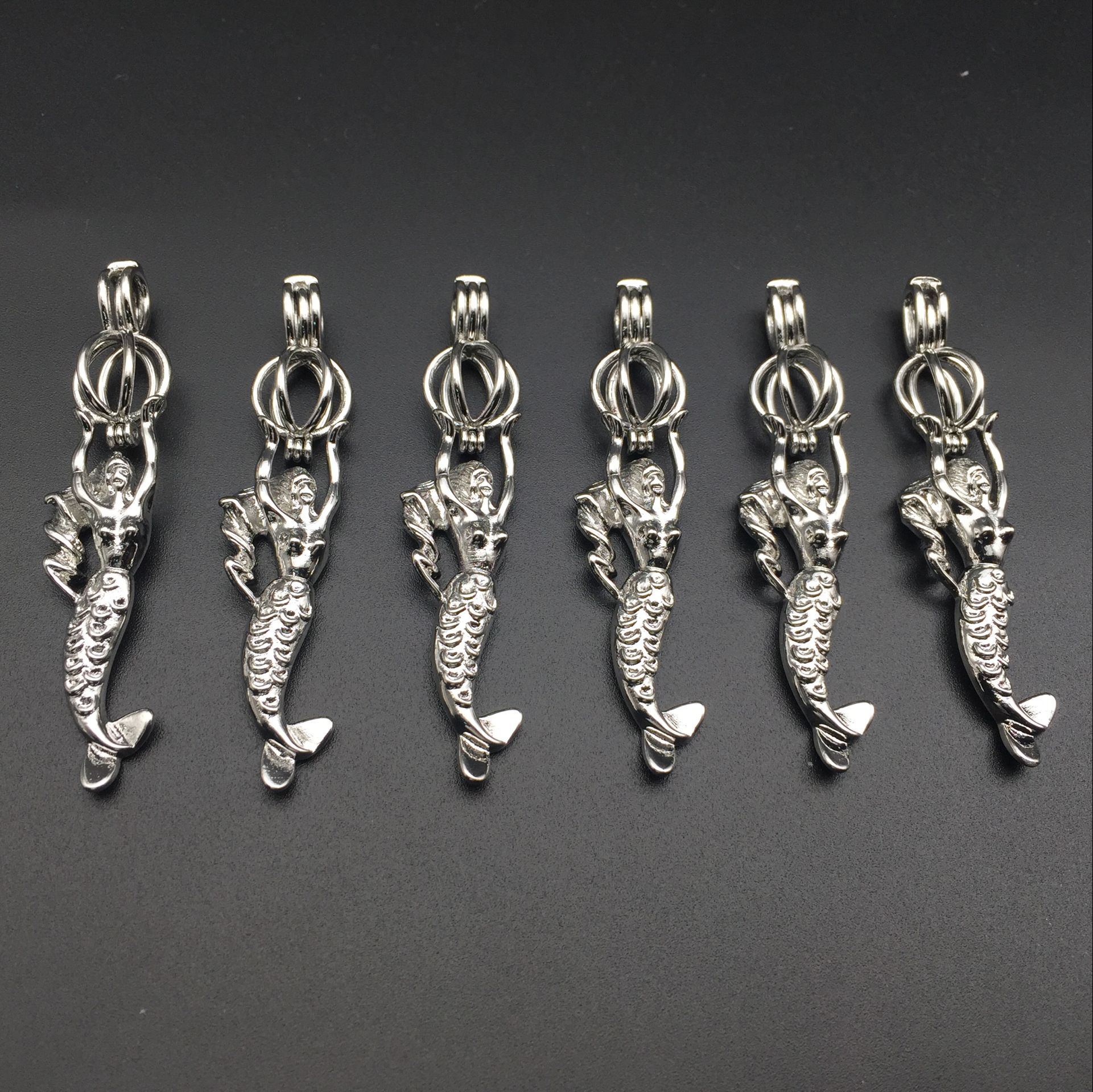 Pearl cage necklace pendant essence oil diffuser, mermaid provides stainless steel color 10pc, plus your pearl makes it more attractive