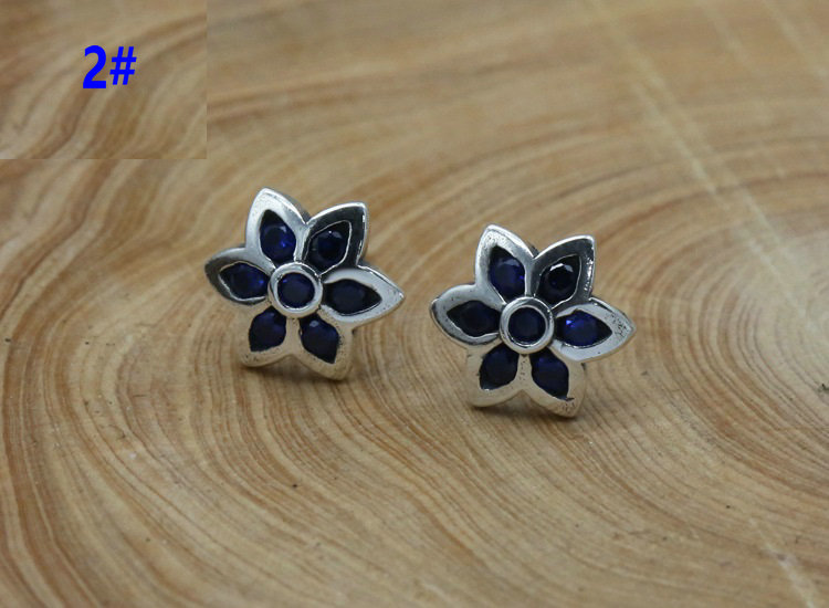 2018 new 925 sterling silver cherry blossom stud earrings antique silver hand-made designer jewelry earrings 5 colors for women
