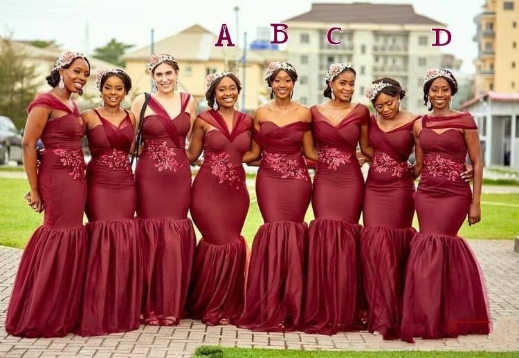 2018 Burgundy Cheap Mermaid Bridesmaid Dresses Country Sweetheart Lace Appliques Sweep Train Sheath Plus Size Vestidos Maid of Honor Gowns
2018 Burgundy Cheap Mermaid Bridesmaid Dresses Country Sweetheart Lace Appliques Sweep Train Sheath Plus Size Vestidos Maid of Honor Gowns