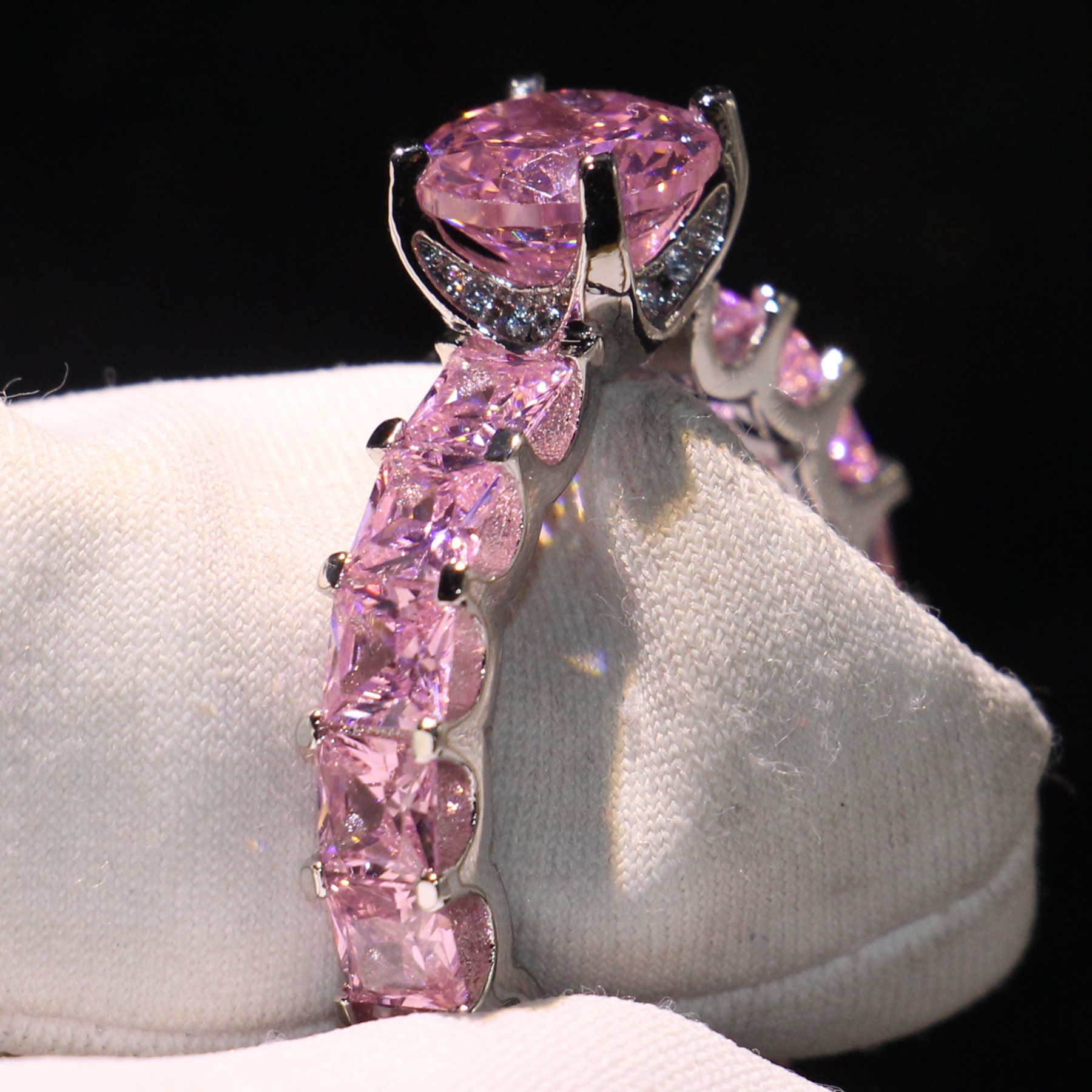Stackable Ring: Pink Sapphire & CZ in Sterg Sier 9b70