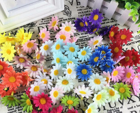 Lovely small real touch daisy silk flowers chrysanthemum sunflowers artificial flowers silk head flowers for patry decoration