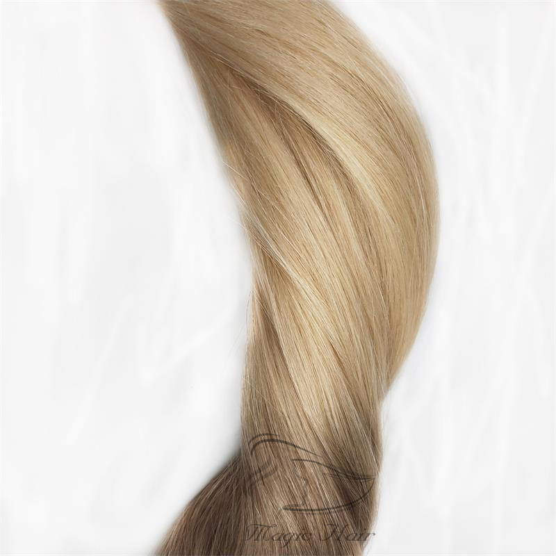 Human Virgin Hair Extensions PU Tape Remy Full Head Balayage Color #6/613 Skin Weft Vrigin Hair 50g 20PCS Hair Extensions