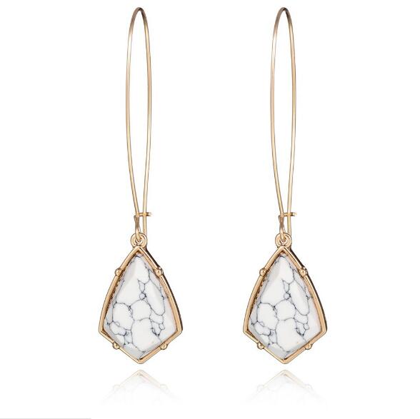 Fashion Gold Plated Geometry Stone Dangle Earrings 2Colors White Green kallaite Turquoise Natural Stone Earrings For Women Jewelry, Silver
Fashion Gold Plated Geometry Stone Dangle Earrings 2Colors White Green kallaite Turquoise Natural Stone Earrings For Women Jewelry, Silver