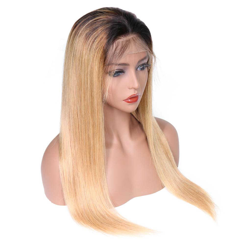 9A Brazilian 150 Density ombre color t1b/18 Full Lace Human Wigs with Baby Hair straight lace front human Hair Wigs