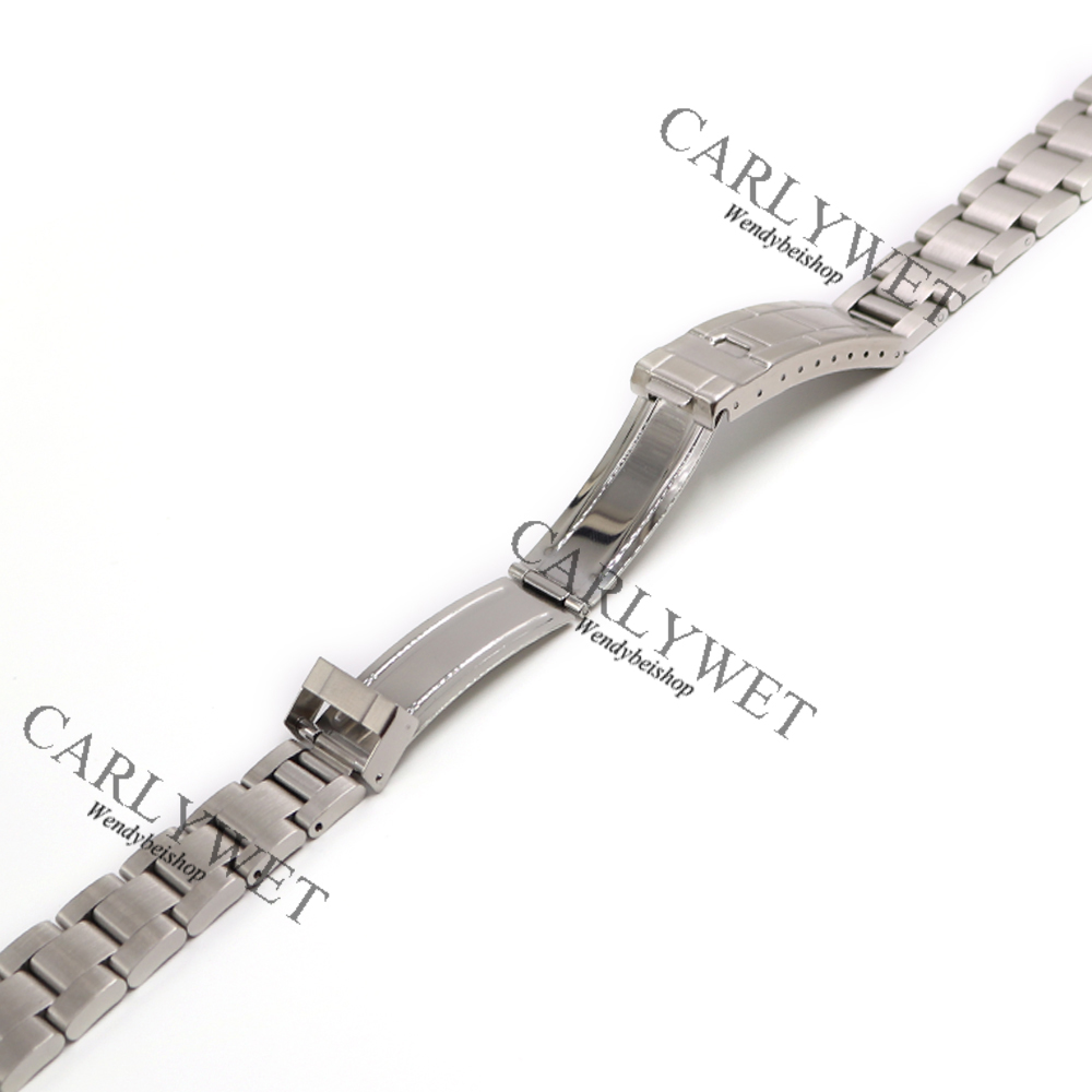20mm Solid Stainless Steel Links Hollow Curved End Deployment Glide Lock Clasp Brushed Buckle Bracelet for 70216 455B