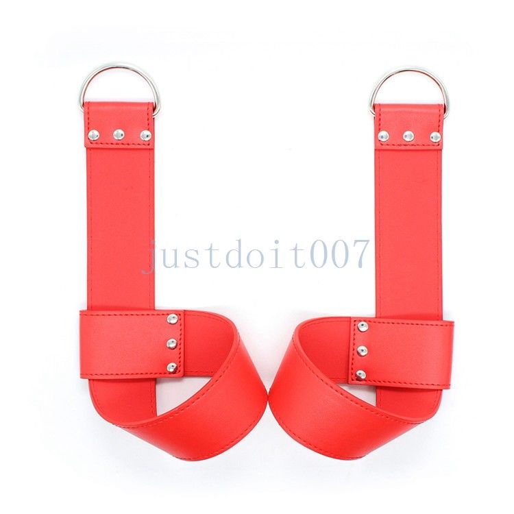 Bondage Leather Restraint Wrist Suspension Harness Cuffs hanging handcuffs Fancy Dress #R56