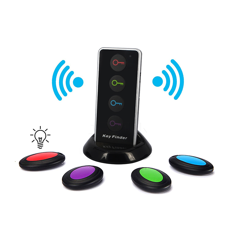 Smart GPS Tracker with LED Flashlight Functionality - Compact Wireless RF Locator Kit Including Four Receivers