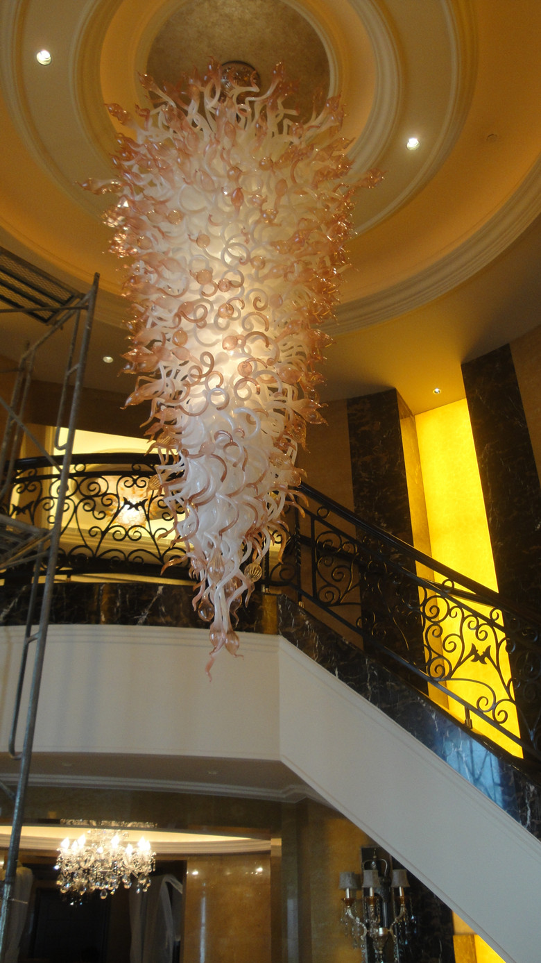 Modern Crystal Chandelier Staircase Chandelier Light New Style Murano Glass Chain Pendant Lighting for Foyer Living Room Art Decoration