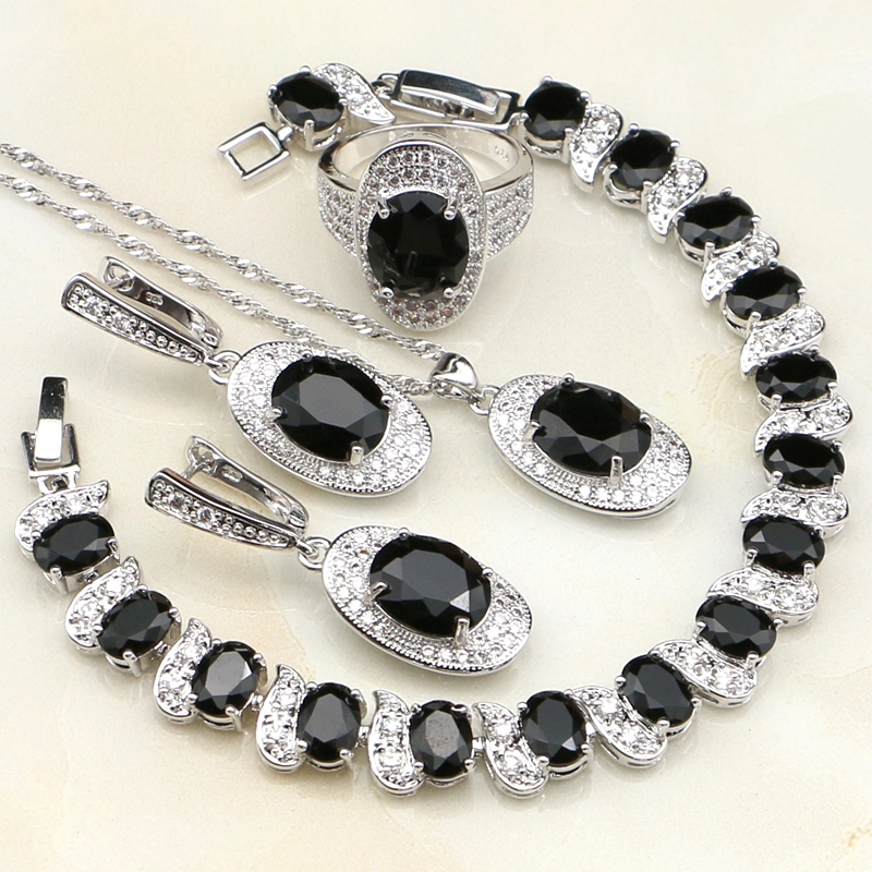 Black Cubic Zirconia White Stones 925 Sterling Silver Jewelry Sets For Women Wedding Earring/Pendant/Necklace/Bracelet/Ring
Black Cubic Zirconia White Stones 925 Sterling Silver Jewelry Sets For Women Wedding Earring/Pendant/Necklace/Bracelet/Ring