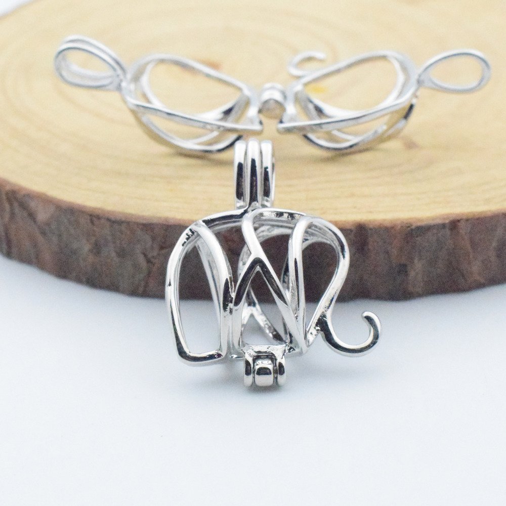 Essential oil diffuser provides silver-plated, elephant, pearl cage pendant 10pc- plus your own pearl, stone makes it more attractive