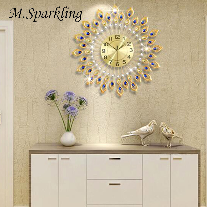 54cm Diameter Diamond Gold Peacock Frame Large Wall Clock Antique Style Metal Craft Living room Decorative Wall Clock
54cm Diameter Diamond Gold Peacock Frame Large Wall Clock Antique Style Metal Craft Living room Decorative Wall Clock