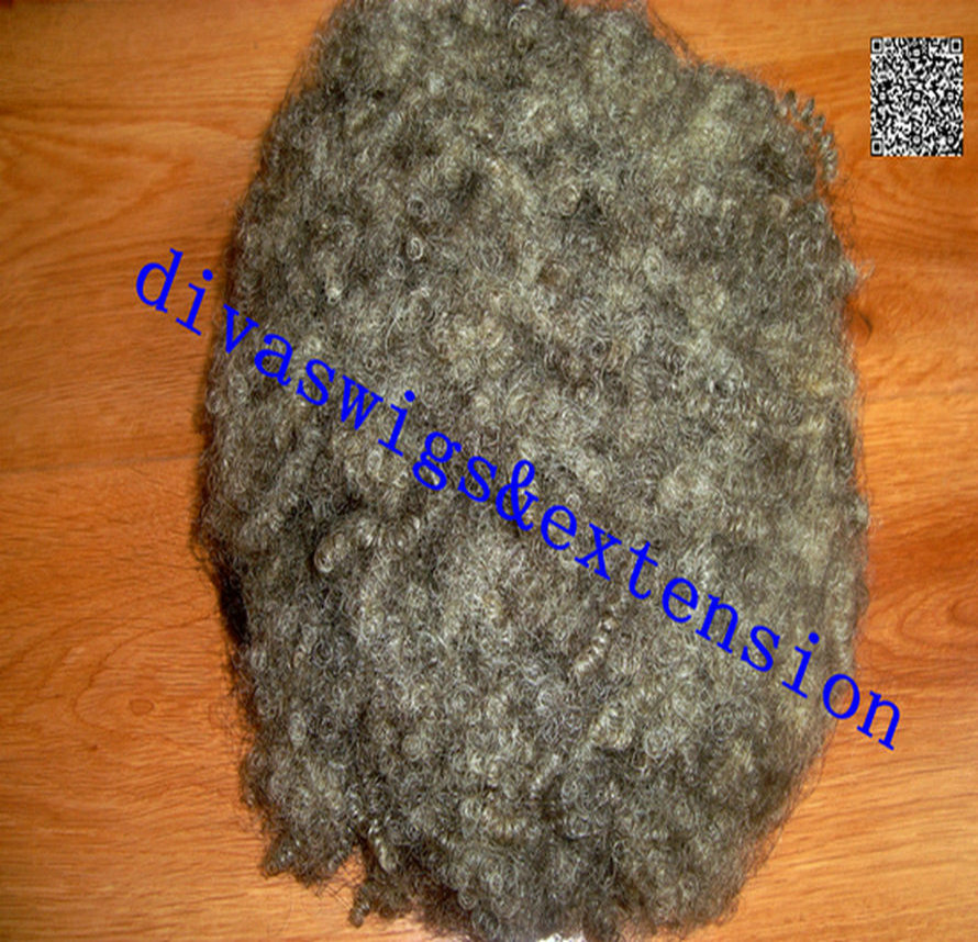 Women Silver Grey kinky curly hair puff pony tail hairpiece 1pc Clip in african american kinky curly ponytail gray human hair extension