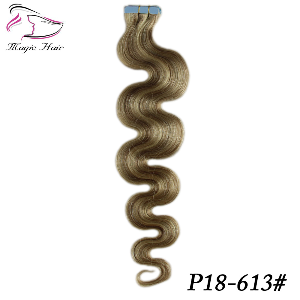 7A Body Wave Tape In Hair 40Pcs Per Package 14-24Inch Piano/Pure/Ombre Color Remy Hair 100% Human Tape In Human Hair Extensions