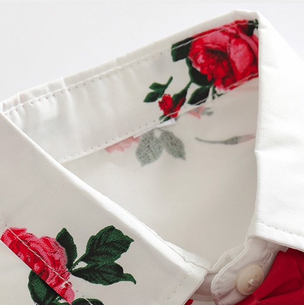 Children's clothing Summer Boys Clothing Sets Children Clothing Set Kids Boy Clothes Flower Tie Shirts+Shorts 2PCS Gentleman Suit With