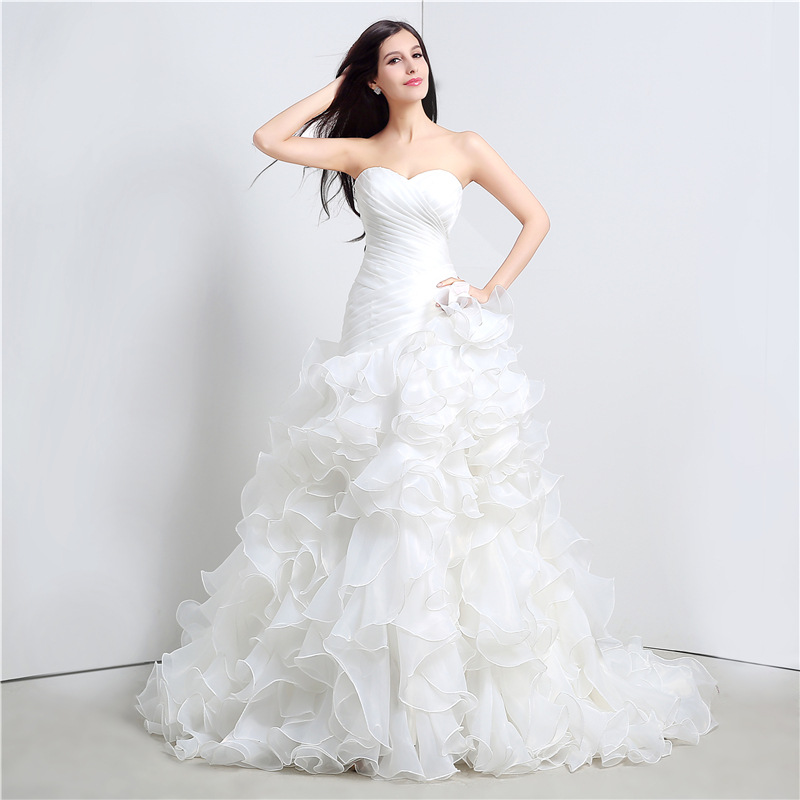 Ivory Mermaid Wedding Dresses Layers Organza Sweep Train Fancy Bridal Gowns Custom made Plus Size Wedding Dresses Cheap
Ivory Mermaid Wedding Dresses Layers Organza Sweep Train Fancy Bridal Gowns Custom made Plus Size Wedding Dresses Cheap