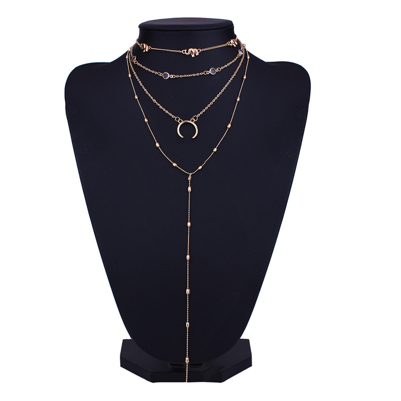 Fashion Simple Style Chokers Cute Elephant Moon Small Element Pendant Multilayer Necklace Sexy Lady Clavicle Chain, Golden;silver
Fashion Simple Style Chokers Cute Elephant Moon Small Element Pendant Multilayer Necklace Sexy Lady Clavicle Chain, Golden;silver