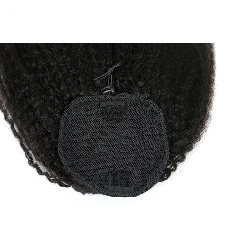 Kinky Straight Brazilian Human Hair Drawstring Ponytail Clip In Hair Extensions Natural Color Remy Puff Ponytail Products Evermagic