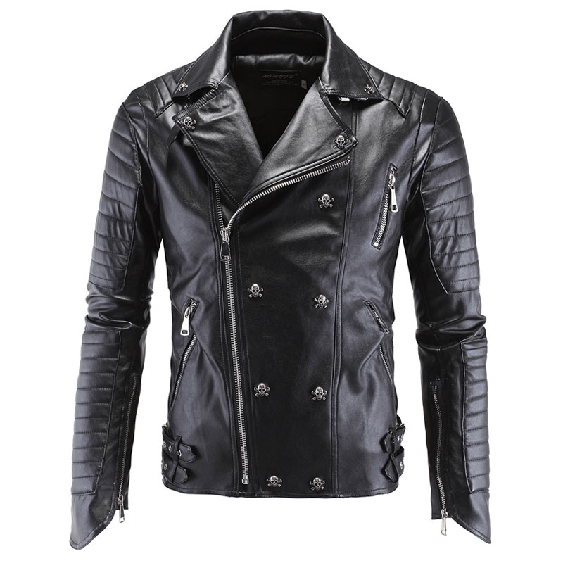 Mens Leather Jackets Black Motorcycle Jackets Skulls Rivets Oblique Zipper Slim Fit Quilting Punk Leather Jackets
Mens Leather Jackets Black Motorcycle Jackets Skulls Rivets Oblique Zipper Slim Fit Quilting Punk Leather Jackets