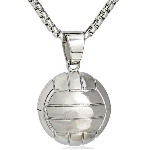 Basketball Pendant Necklace Gold Stainless Steel Chain Necklace Women Men Sport Hip Hop Jewelry Basketball Football Lovers Gift