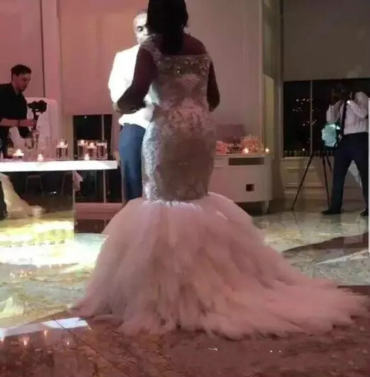 Plus Size Mermaid Wedding Dresses Sleeveless Bg Beaded Sequins Vestido De Novia Country Trumpet Bridal Dress Tiered Tulle Lace