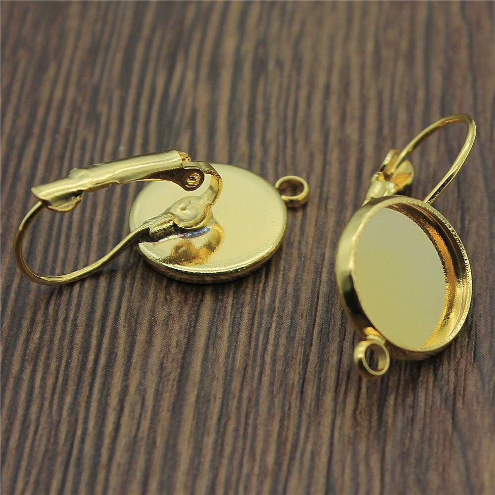 10pcs/lot 3 Colors Fit 12mm Glass Cabochon High Quality Copper Material French Lever Back Earrings Settings Base Connector