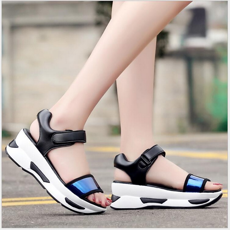 new thick Open Toe Sandal female rocking shoes soft bottom casual shoes fashion gladiator sandals women