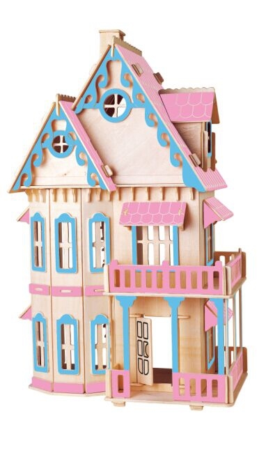 Toy 3D Puzzle DIY Play cube Gothic Dolls House Wooden Scale Models 1 Sets=1*House + 34*pcs Furniture 30*18*45CM