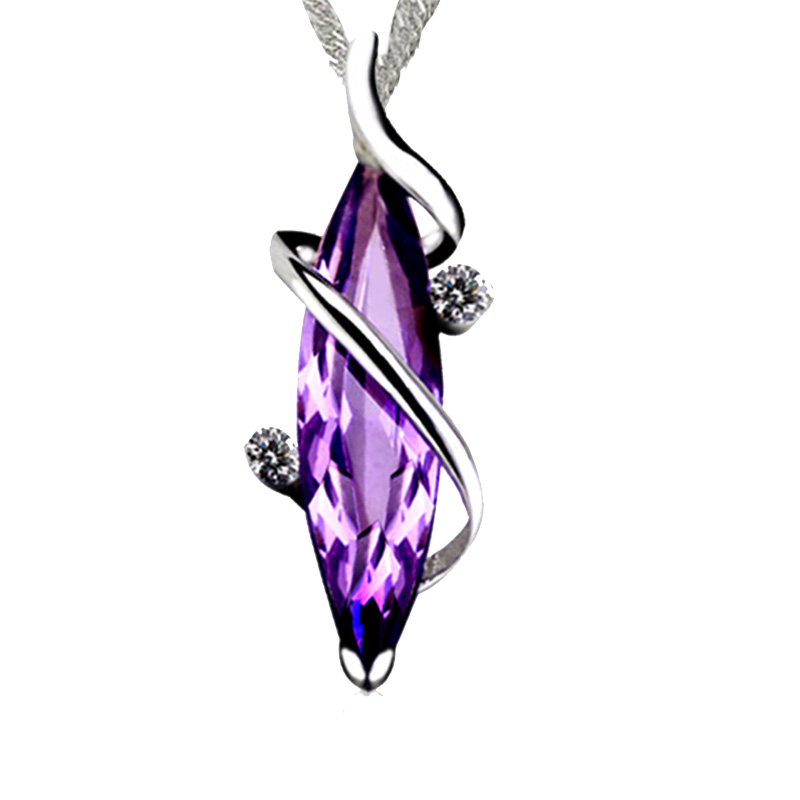 925 pure Silver Amethyst Necklace, Japanese and Korean clavicle chain pendant lady to give girlfriend birthday Valentine’s Day gift jewelry 925 pure Silver Amethyst Necklace, Japanese and Korean clavicle chain pendant lady to give girlfriend birthday Valentine’s Day gift jewelry
