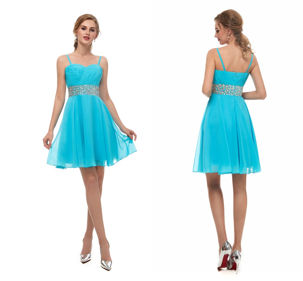 Aqua Blue Short Chiffon Bridesmaid Dresses A Line Junior Homecoming Dress Wedding Guest Dress Country Maid Of Honor Dress
