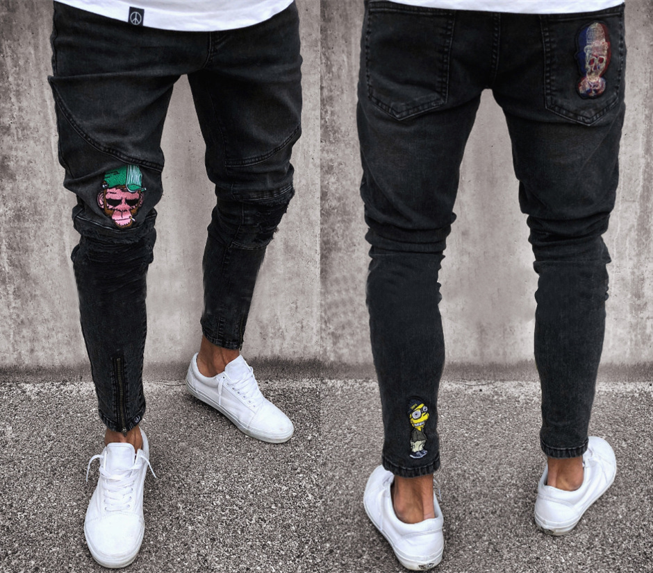 Skull Jeans Men Black Biker Jeans Pants Draped Ripped Long Pencil Pants Trousers Clothing
Skull Jeans Men Black Biker Jeans Pants Draped Ripped Long Pencil Pants Trousers Clothing