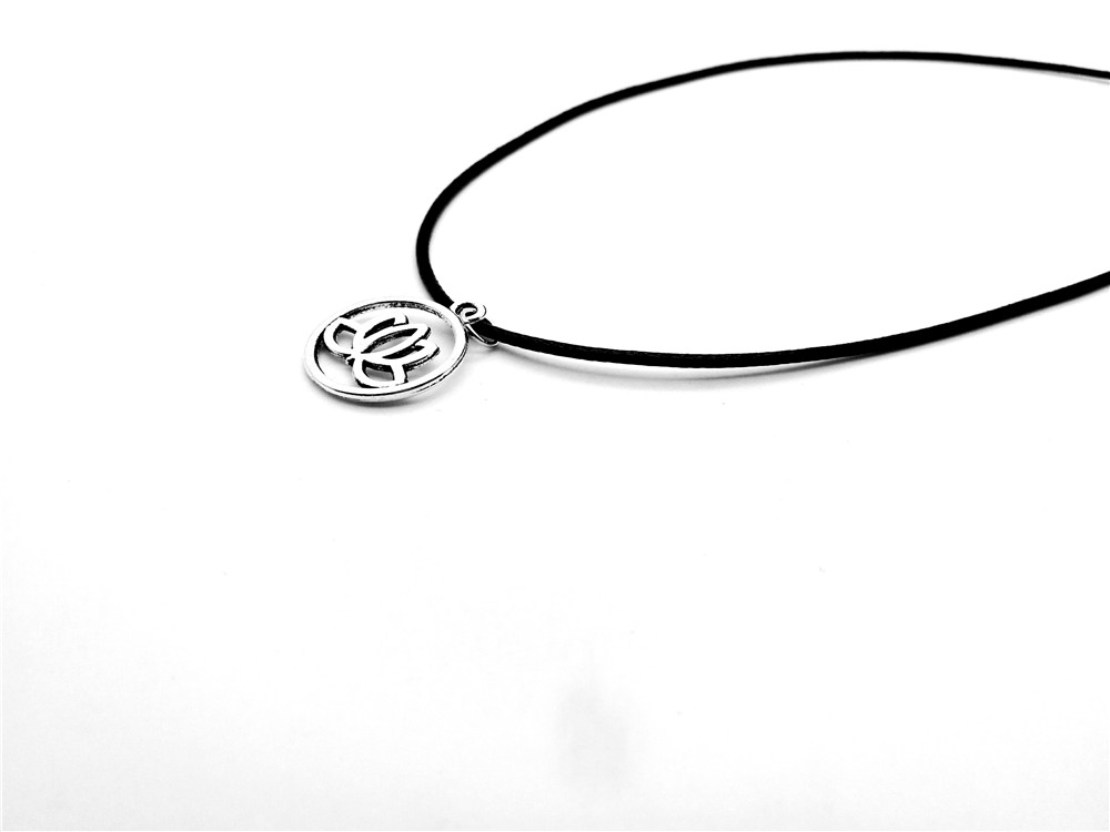 Simple Hollow round Lotus Flower Pendant Necklace Tiny Buddhist Elements Plant Lotus Leather Rope Necklaces for Women jewelry