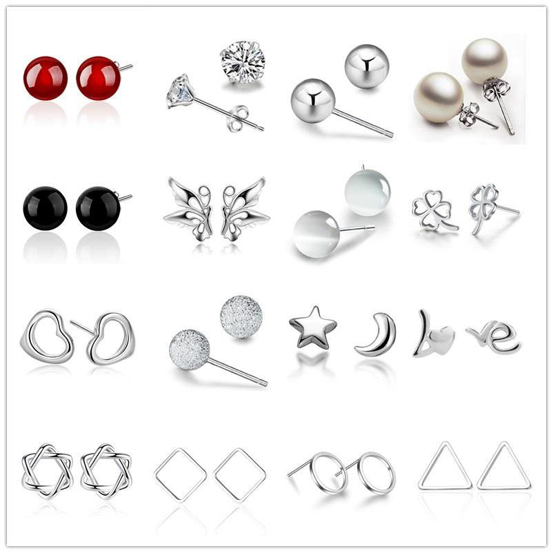 Mix style 925 sterling silver plated earrings heart clover moon charm small stud Earrings for women jewelry
Mix style 925 sterling silver plated earrings heart clover moon charm small stud Earrings for women jewelry