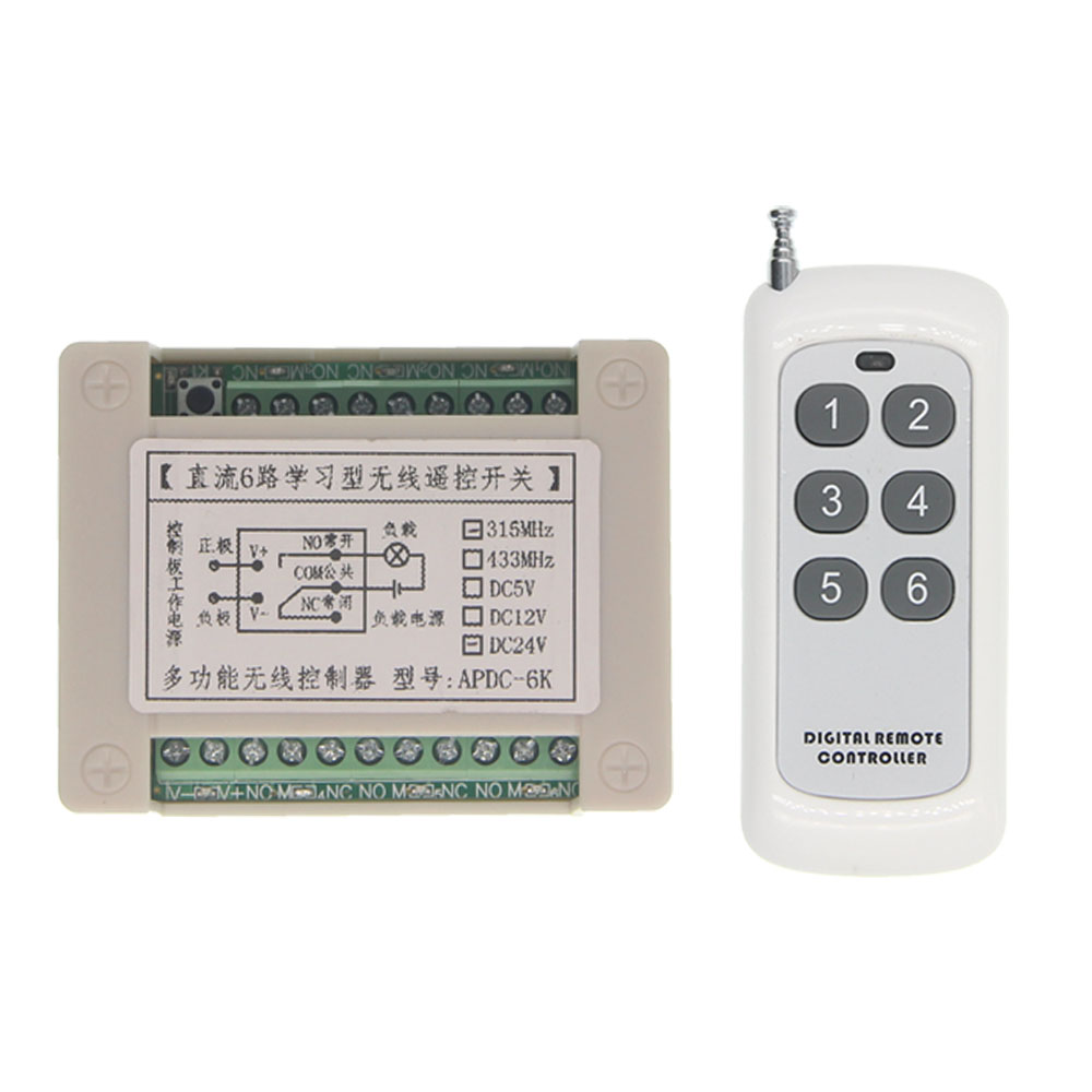 500m DC 12V 24V 6 CH Channel 6CH RF Wireless Remote Control Switch System Receiver + Transmitter, 315 / 433 MHz
500m DC 12V 24V 6 CH Channel 6CH RF Wireless Remote Control Switch System Receiver + Transmitter, 315 / 433 MHz
