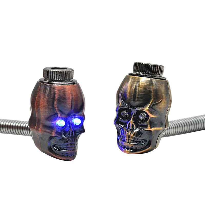 Metal Skull Bowl Oil Burners Tobacco Herb Pipes Twisty Metal Blunt Skull Hand Pipe with Flexible Handle Eyes Lights metal smoking pipes BD25
Metal Skull Bowl Oil Burners Tobacco Herb Pipes Twisty Metal Blunt Skull Hand Pipe with Flexible Handle Eyes Lights metal smoking pipes BD25