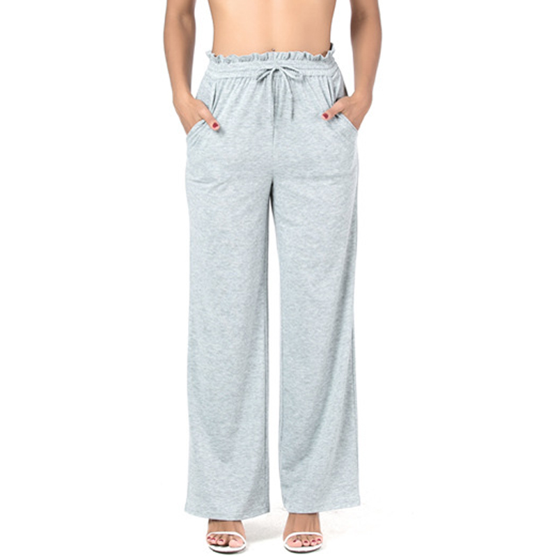 High Waist Loose Pants Women Summer Style String Wide Leg Elastic Casual Pants Female Stringy selvedge 2018 New Gray Trousers
High Waist Loose Pants Women Summer Style String Wide Leg Elastic Casual Pants Female Stringy selvedge 2018 New Gray Trousers
