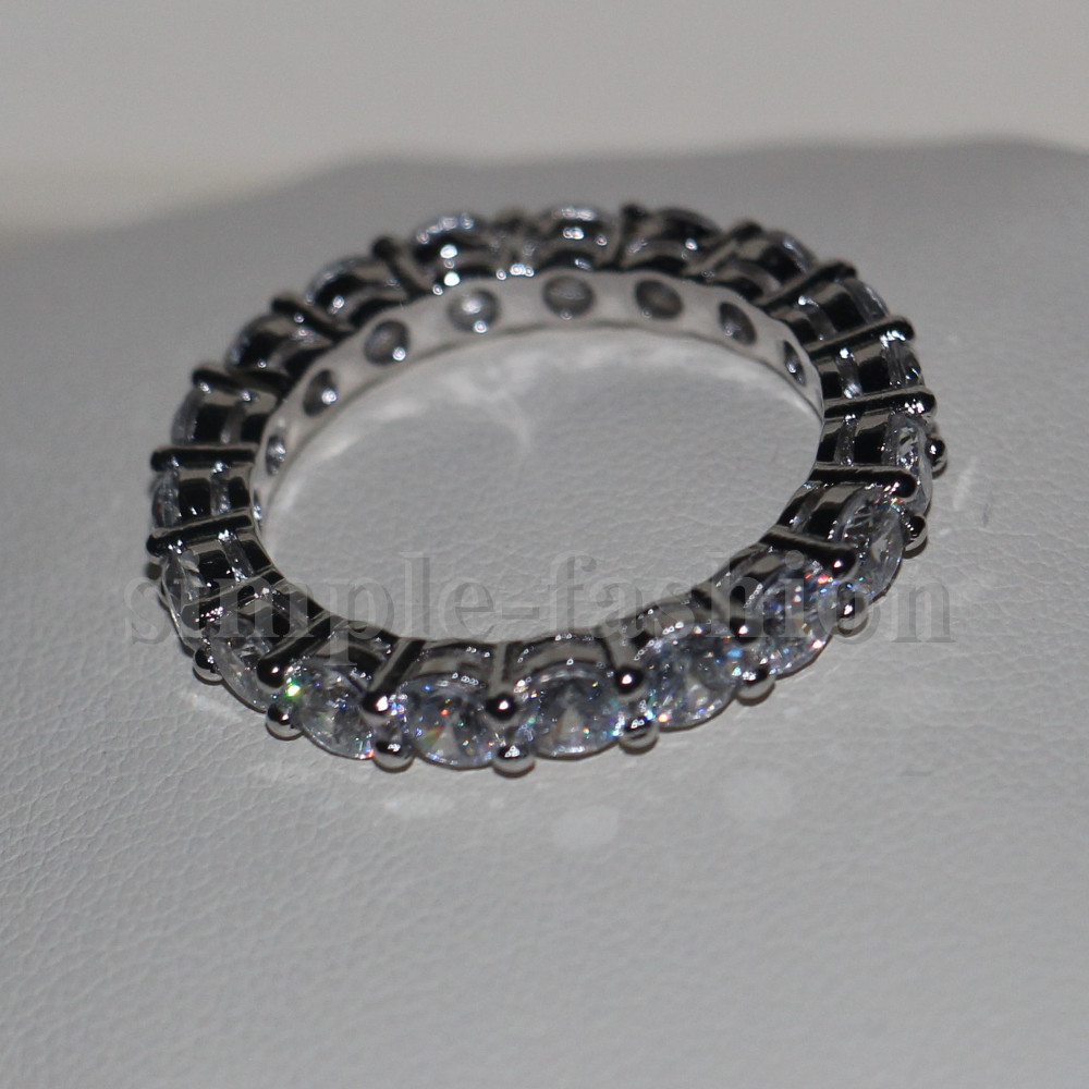 Eternity Lady Promise Ring 925 sterling silver 4mm AAAAA Cz statement Engagement Wedding band rings for women Bridal Jewelry
