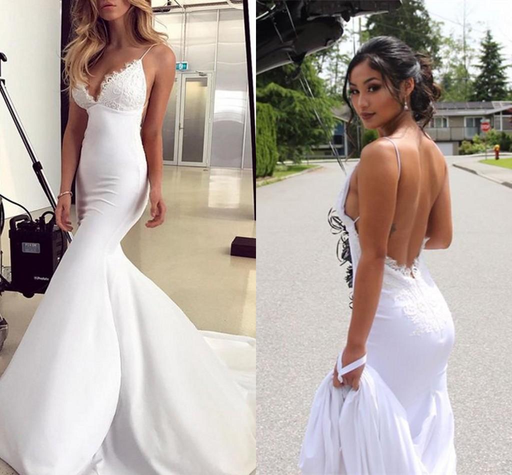 2019 Cheap White Spaghetti Lace Appliques Wedding Dresses Sexy Backless Mermaid Dress Court Train Gorgeous Bridal Gowns, Dark green
2019 Cheap White Spaghetti Lace Appliques Wedding Dresses Sexy Backless Mermaid Dress Court Train Gorgeous Bridal Gowns, Dark green