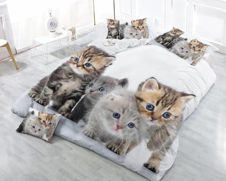 3D Animal Printed Bedding Set Cat Dolphin Leopard Bed sheets Duvet Cover Bed Sheet with Pillowcase