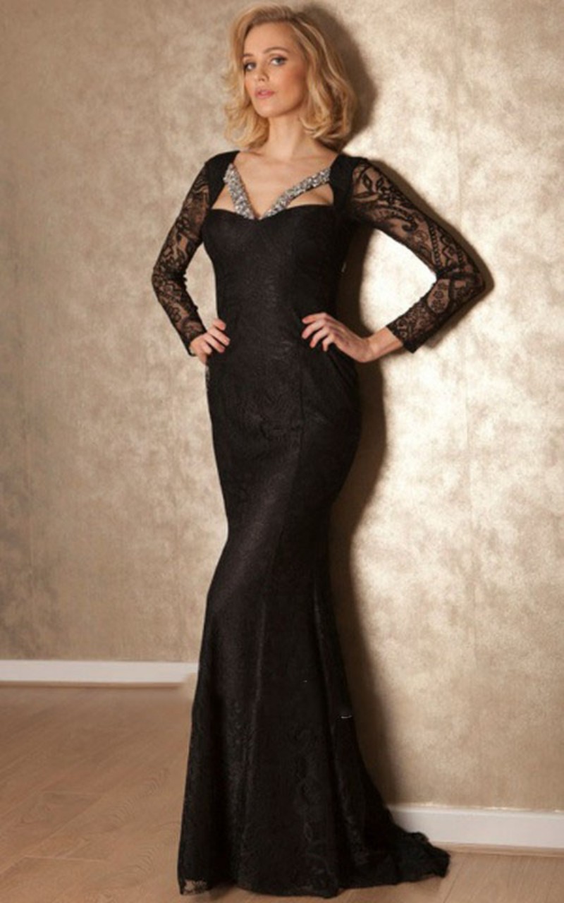 Black Lace Mother of the Bride Dresses With Long Sleeve Appliques Sequins Mermaid Evening Dress Elegant Formal Party Gowns Custom Made