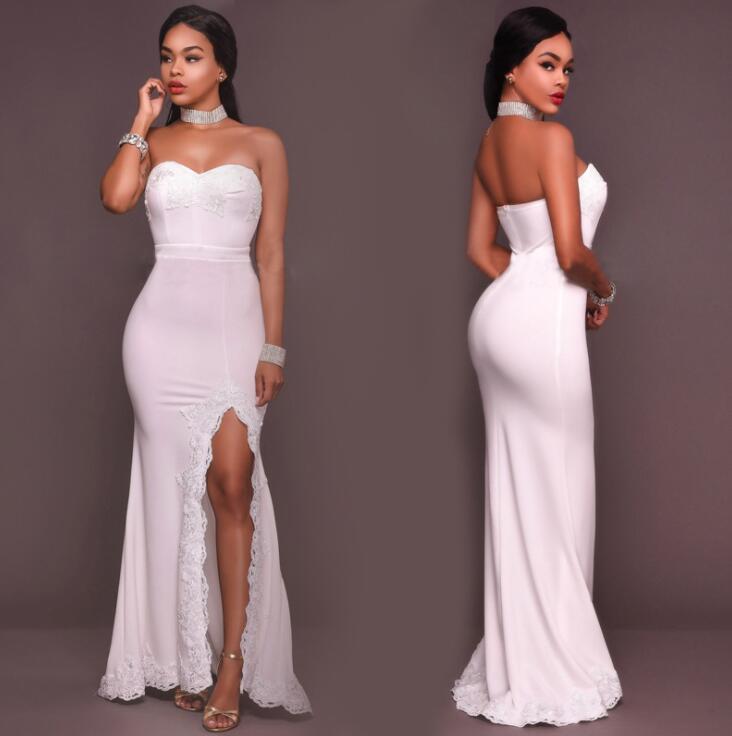 Stylish White Cheap Bridesmaid Dresses Long Mermaid Sweetheart Side Split Wedding Guest Dress Floor Length Satin Party Gowns Custom Made