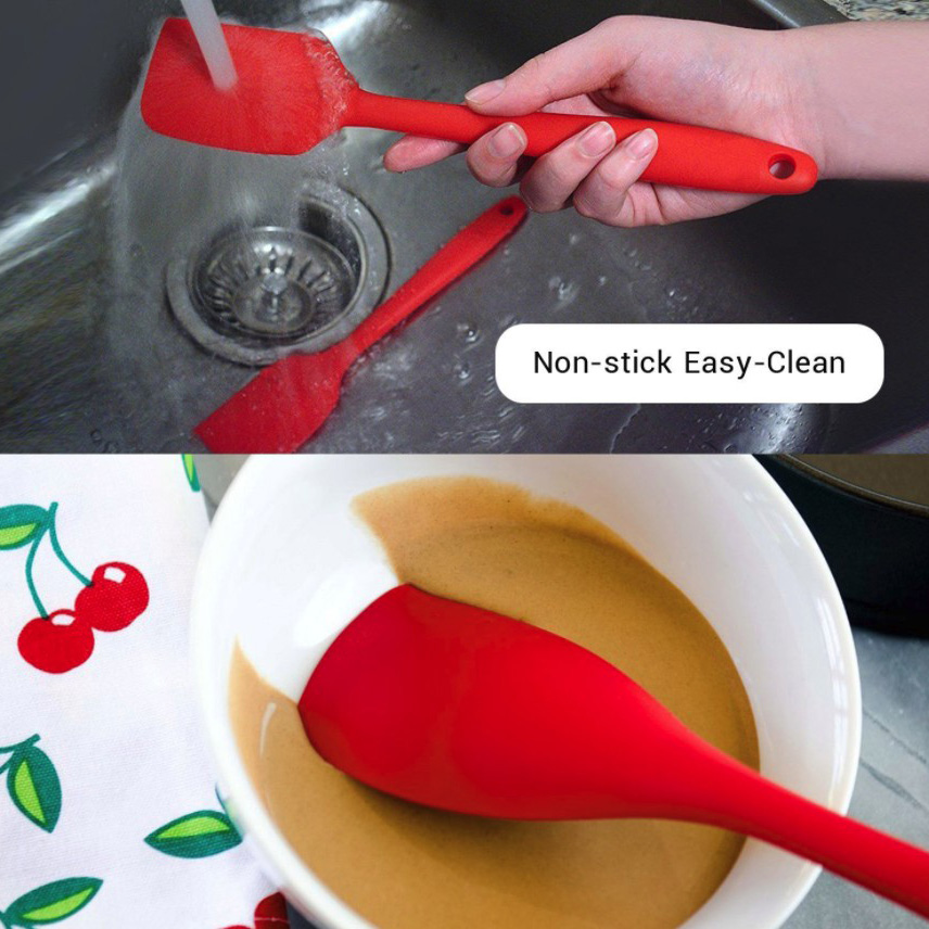 3Pcs/Set Silicone Spatula Spoon Cake Decorating Tools Scraper Heat Resistant Non-toxic Not Sticky Easy to Clean Baking Pastry