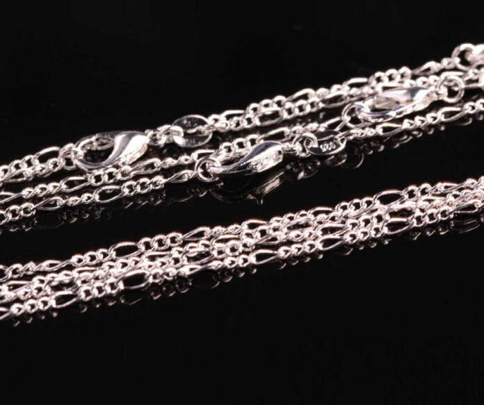 hot sales Fine 925 Sterling Silver Necklace 2MM 16-30" Classic Curb Chain Link Italy Man woman Necklace 15pcs/lot
